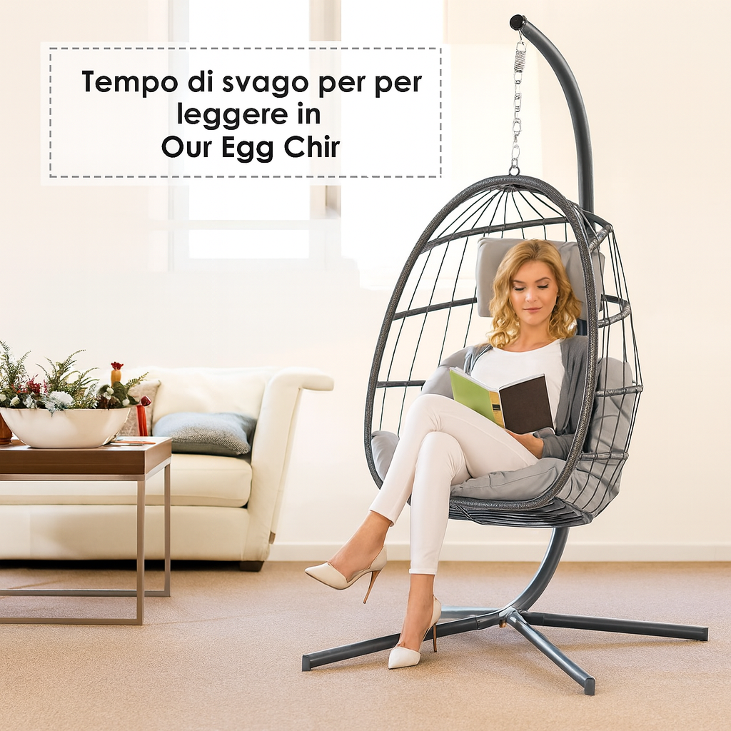 Poltrona Sospesa a Uovo con Supporto – Sedia a Uovo da Esterno 👌🏻