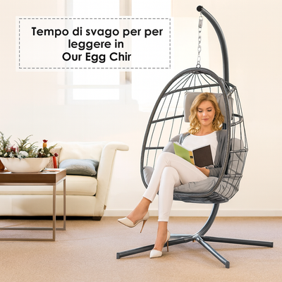 Poltrona Sospesa a Uovo con Supporto – Sedia a Uovo da Esterno 👌🏻