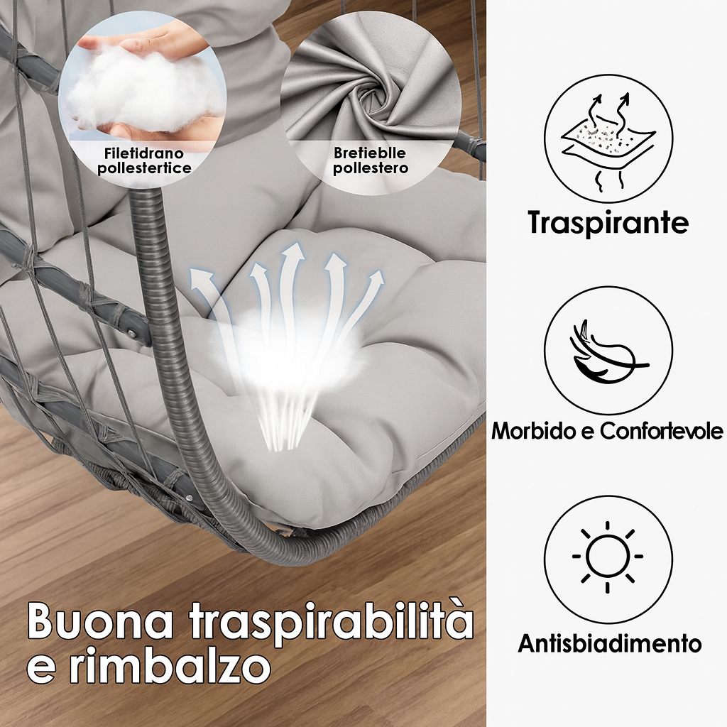 Poltrona Sospesa a Uovo con Supporto – Sedia a Uovo da Esterno 👌🏻